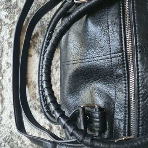 Black simple everyday bag used, not genuine leather