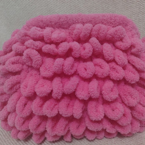 Handmade puffy bag medium size pink