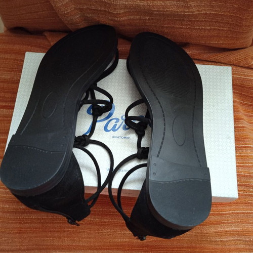 Parex Black Gladiator Flat Sandals Size 40 New