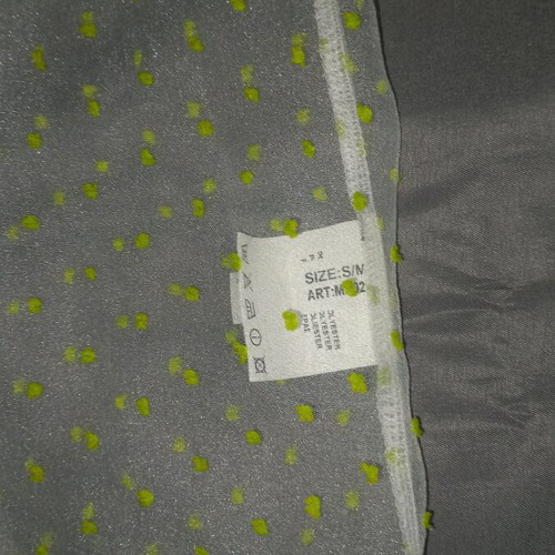Seethrough Decoro Shirt new, puffed 3/4 sleeves, white-green, size M