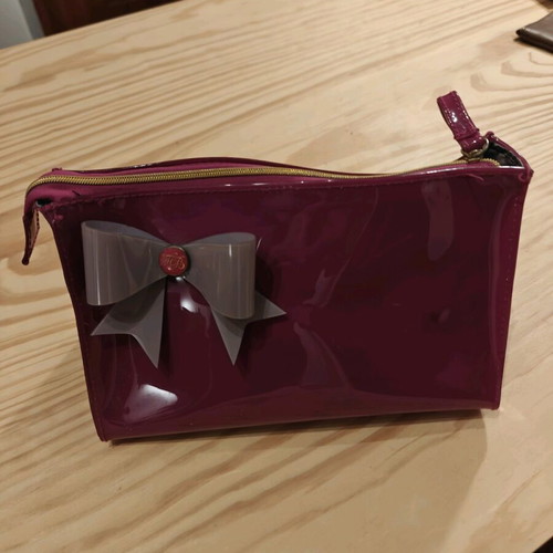 Ted Baker London cosmetic bag used, burgundy fuchsia