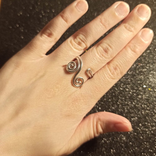 Boho spiral ring handmade from stainless steel, adjustable size