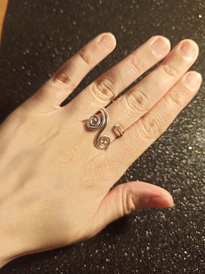 Boho spiral ring handmade from stainless steel, adjustable size