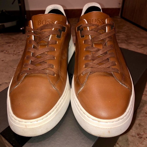 BOSS Men's Leather Sneakers like new, brown, size 41