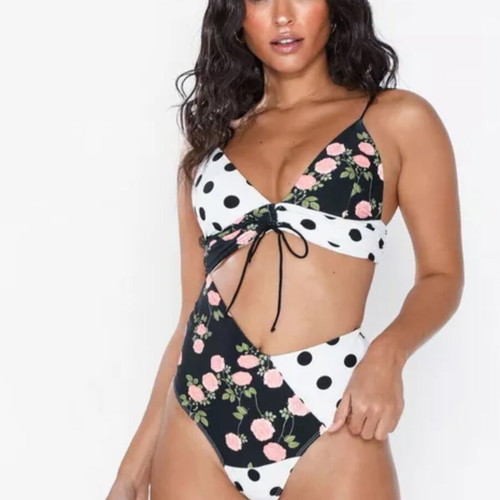 For Love and Lemons one-piece swimsuit with bra and adjustable straps, multicolor