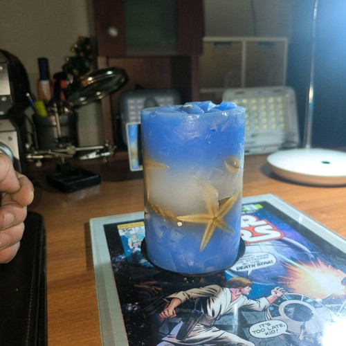 Decorative candle with base new, 12 cm height