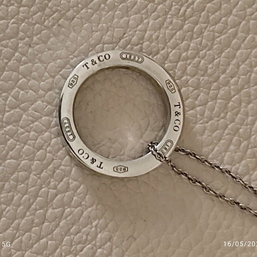Tiffany & Co 1837 sterling silver circle logo pendant necklace like new