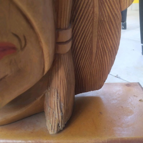 Decorative Indian head used, made of wood