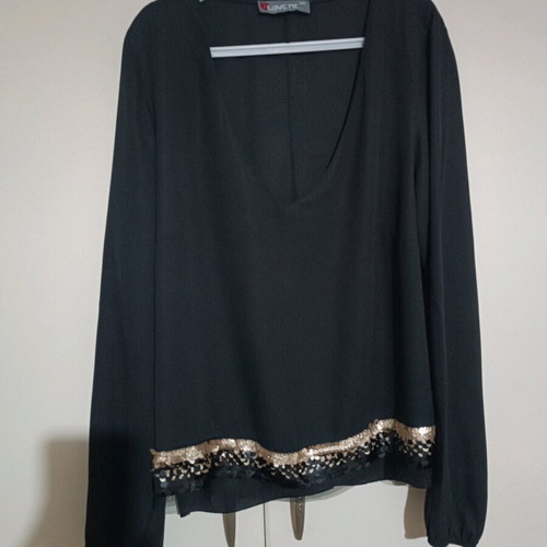 Evening blouse with gold sequins like new