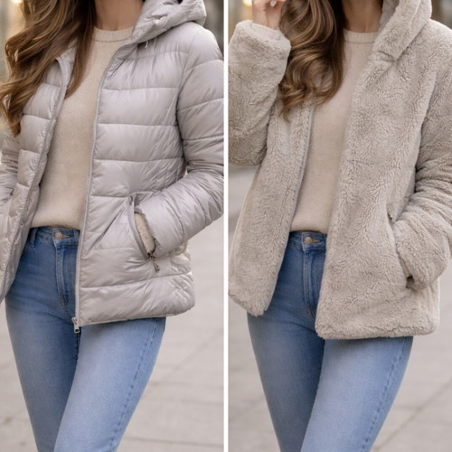 Reversible beige jacket like new, size S