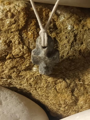 Collectible Cycladic art marble and stone cross, handmade