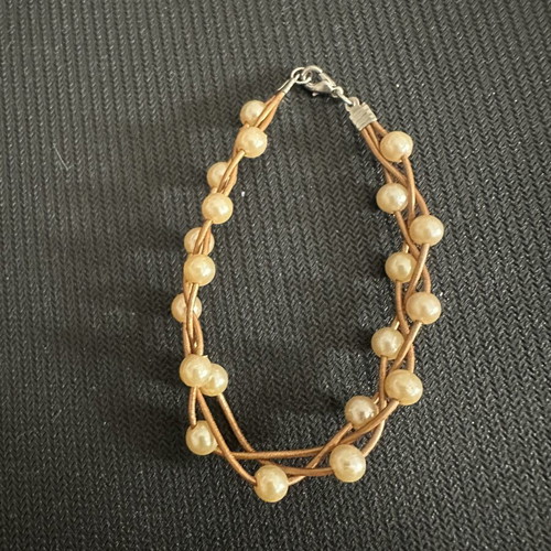 Handmade bracelet like new, beige and gold