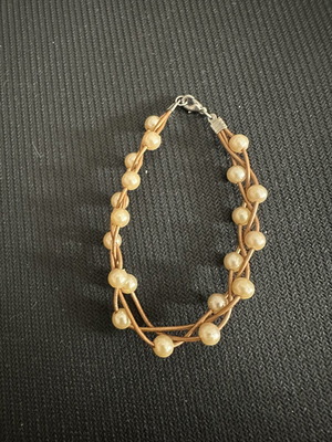 Handmade bracelet like new, beige and gold