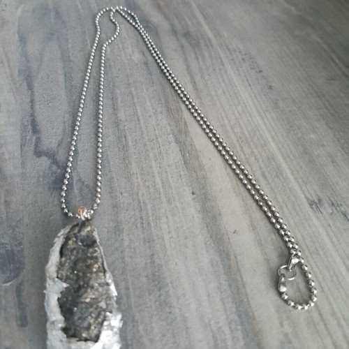 Industrial pendant with natural pyrite, handmade, new