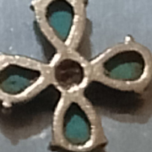 14K Gold Vintage Cross with Turquoise and Zircon