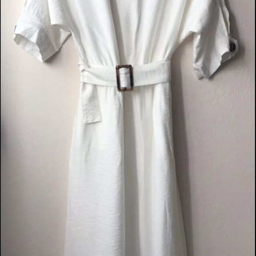 ALE midi dress white new with buttons and belt, size Medium