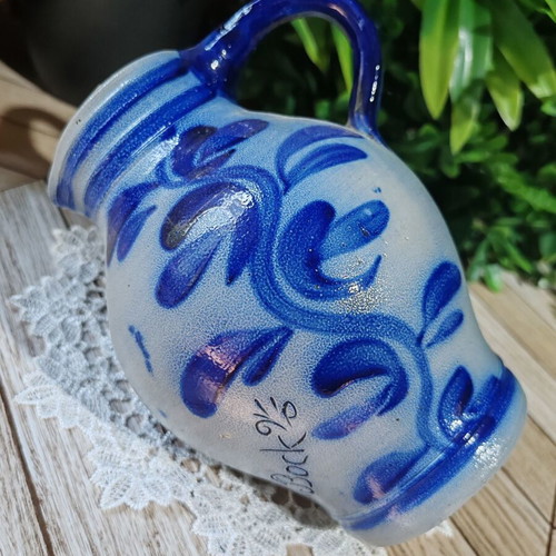 Retro German Bembel ceramic wine jug Zum Blauen Bock