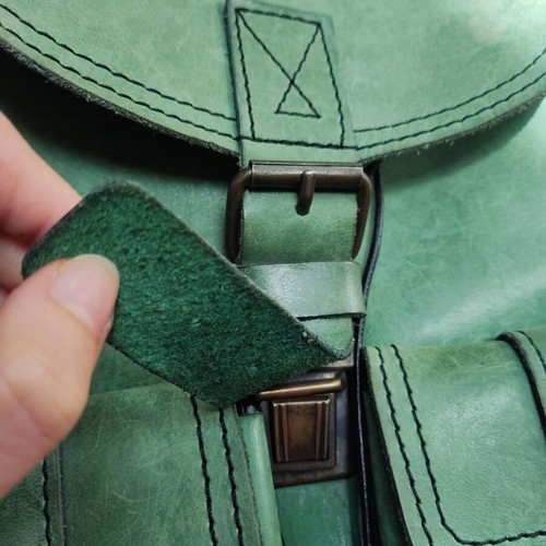 Vintage backpack green genuine leather used
