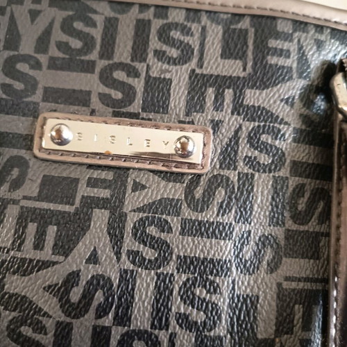 Sisley handbag with strap, black and silver, like new