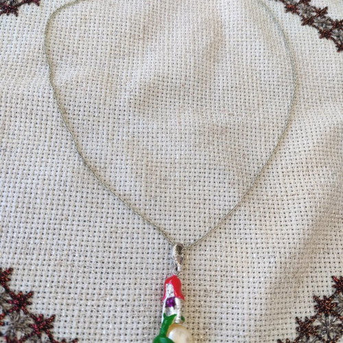 Ariel Mermaid Necklace used, sitting on pearl, silver 925 chain