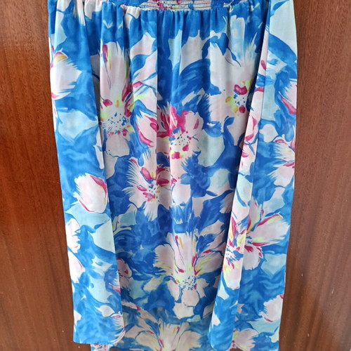 Floral summer skirt used, size M, blue multicolor