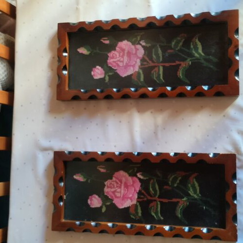 Embroidered handmade frames used, set of 2