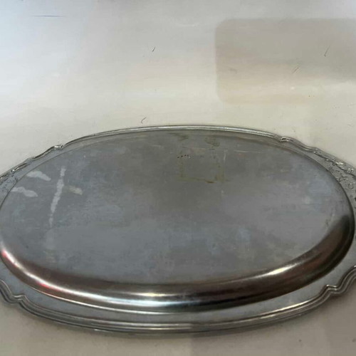 Vintage oval metal serving tray 31.5 cm used