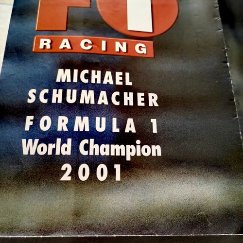 F1 Racing 2001 poster like new with Michael Schumacher world champion