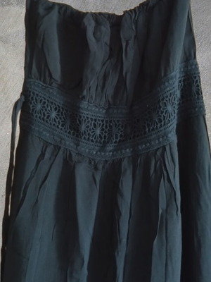 Strapless long black dress A-Style like new with bust detail