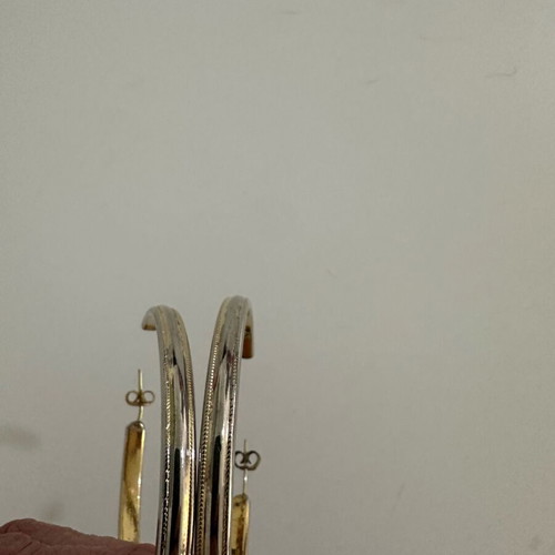 Vintage 90s hoop earrings used, gold and silver