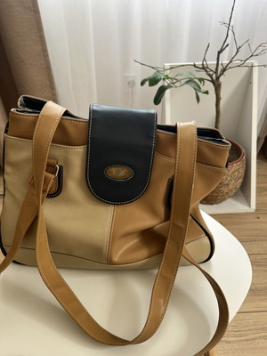 Vintage purse like new, beige and blue