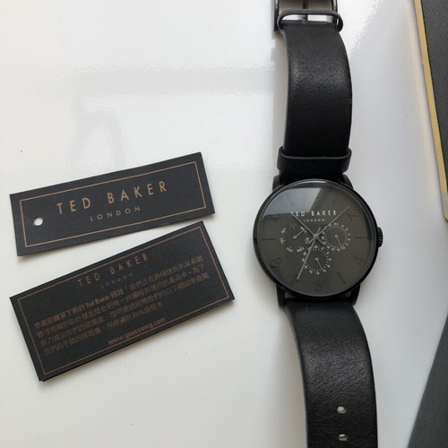 Ted Baker London men's watch like new, black leather strap
