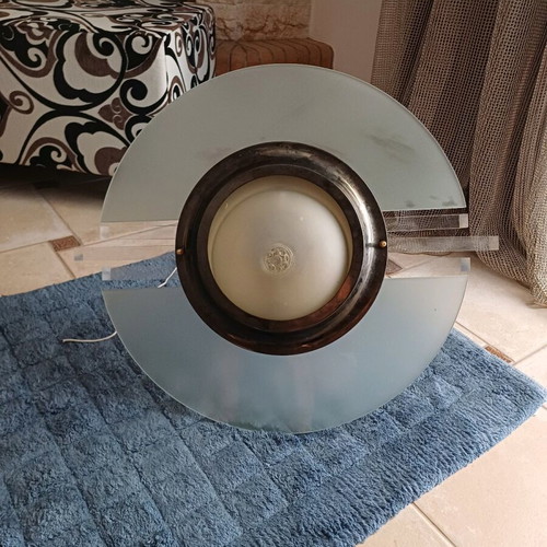 Adjustable ceiling light like new, blown glass and metal