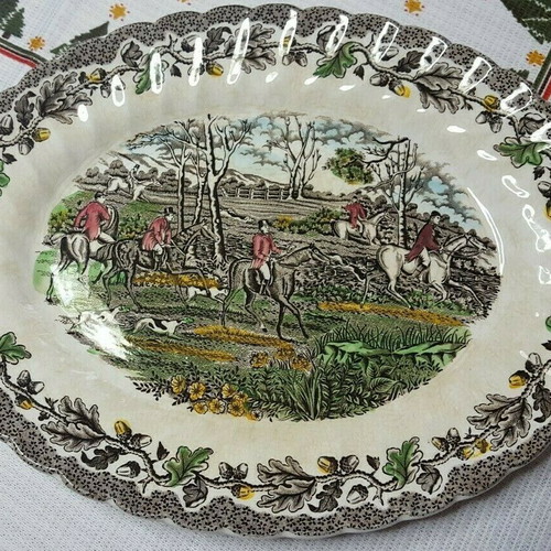 Myotts Country Life oval serving platter vintage used 29x23 cm