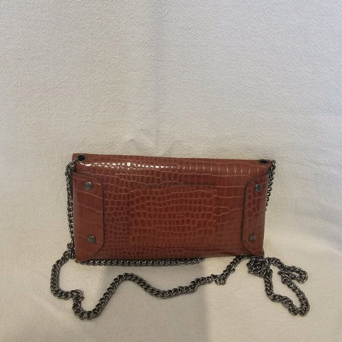 Crossbody and waist bag with croco texture and metallic details like new