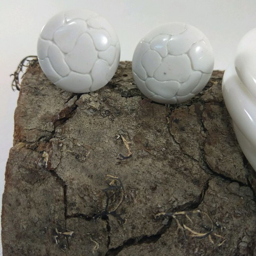 Vintage earrings and bracelet set white collectible 80s disco style new