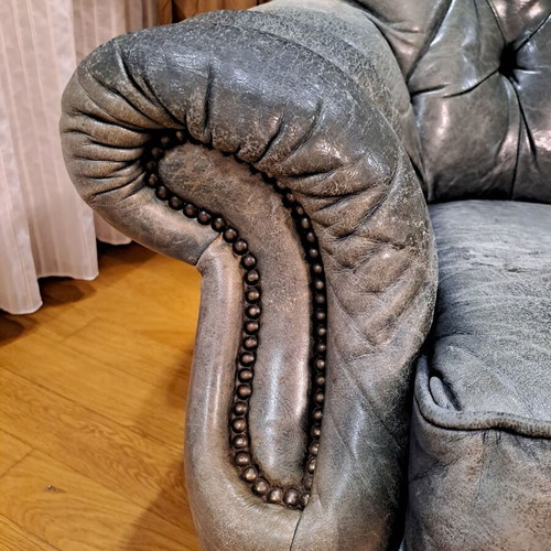 Chesterfield armchair used, English origin 1925-1935