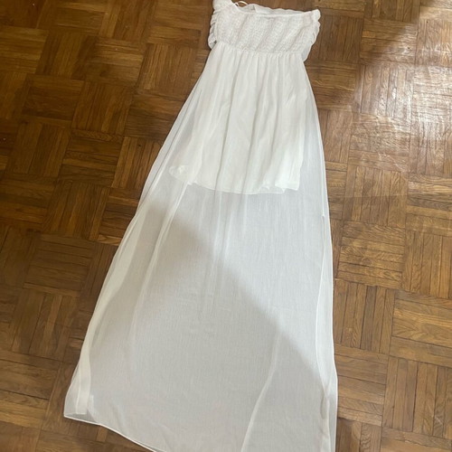 Lumina maxi strapless dress white like new, tulle, size M