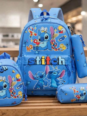 Stitch kids school bag set 3 in 1 with backpack, shoulder bag, pencil case