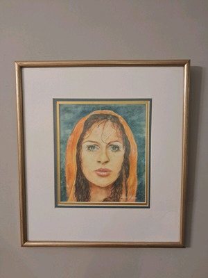 Framed painting with glass like new