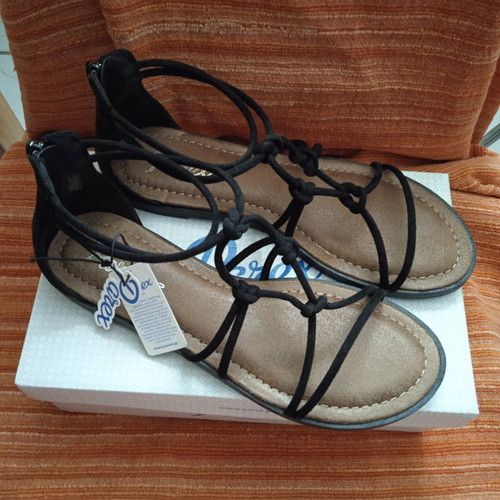 Parex Black Gladiator Flat Sandals Size 40 New