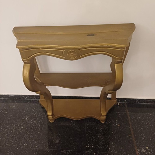 Baroque style entryway table with gold-bronze finish