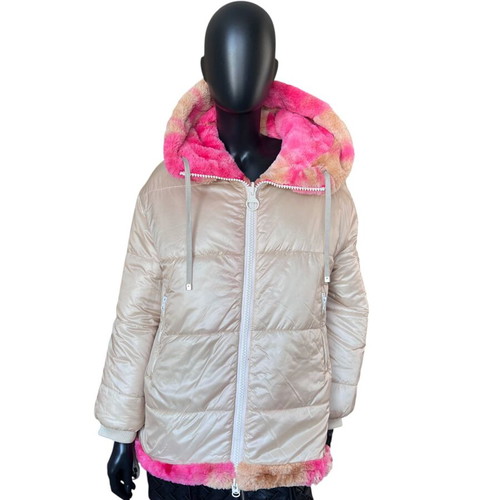 Duno women's reversible faux fur coat like new, size IT42