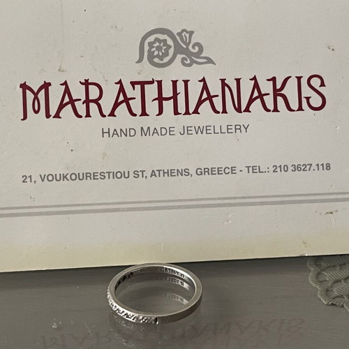 Marathianakis White Gold Ring 18K with 11 Genuine Diamonds 0.11ct Like New