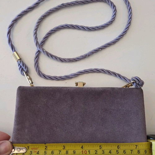 Vintage Purple Suede Evening Clutch with Rope Strap used