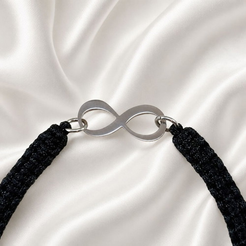 Macrame bracelet with infinity motif from steel, new, adjustable 17-26cm