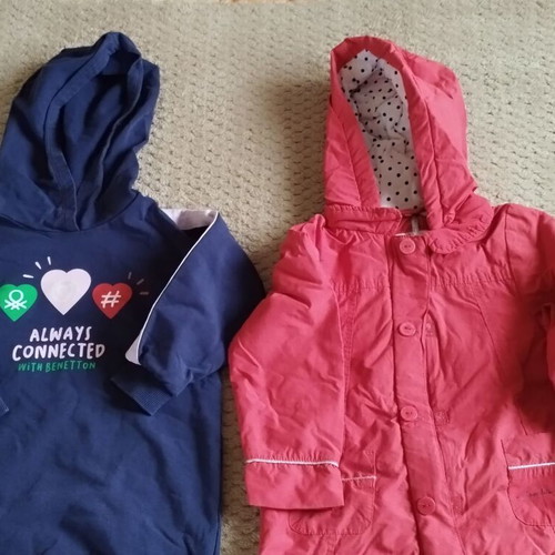 Benetton spring jacket and dress for girls, used, age 3