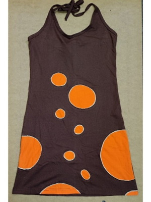 Women's summer mini dress halter neck retro 70s look 100% cotton new, size L