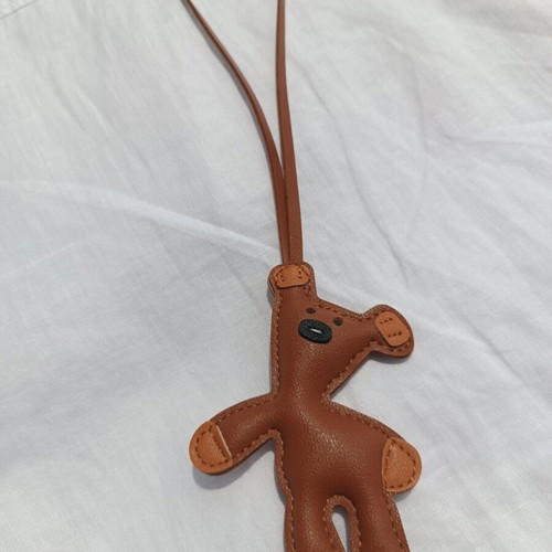 Teddy Bear Keychain new, brown synthetic leather