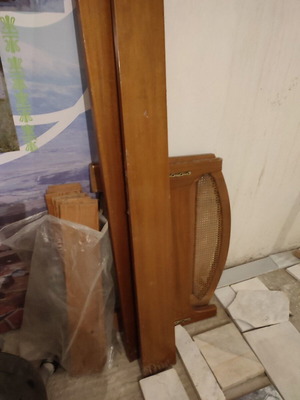 Wooden solid bed used, single 1m x 2m with slats